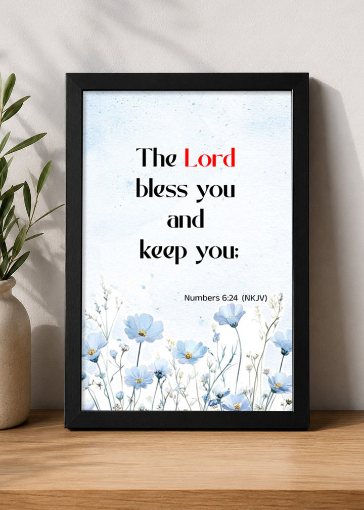 Holy Frames The Lord Bless You and Keep You Numbers 6:24 English Black Bible verse wall frame — The Lord bless you and keep you;