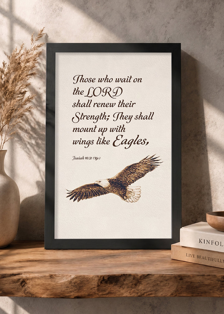 HolyFrames Those Who Wait on the Lord Shall Renew Their Strength Isaiah 40:31 English Black Bible verse wall frame — Those who wait on the Lord shall renew their strength; they shall mount up with wings like eagles.