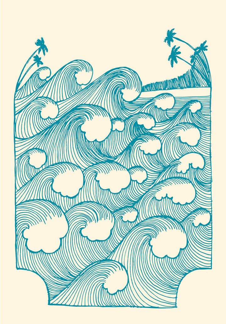 Vintage waves illustration poster