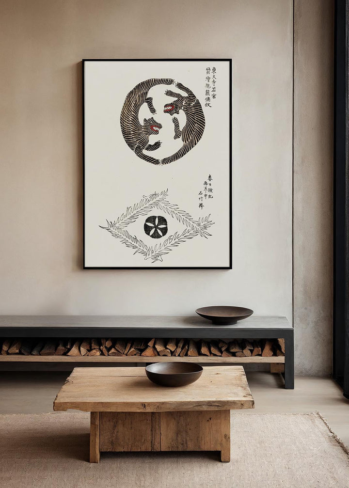 Woodblock tigers by Taguchi Tomoki poster